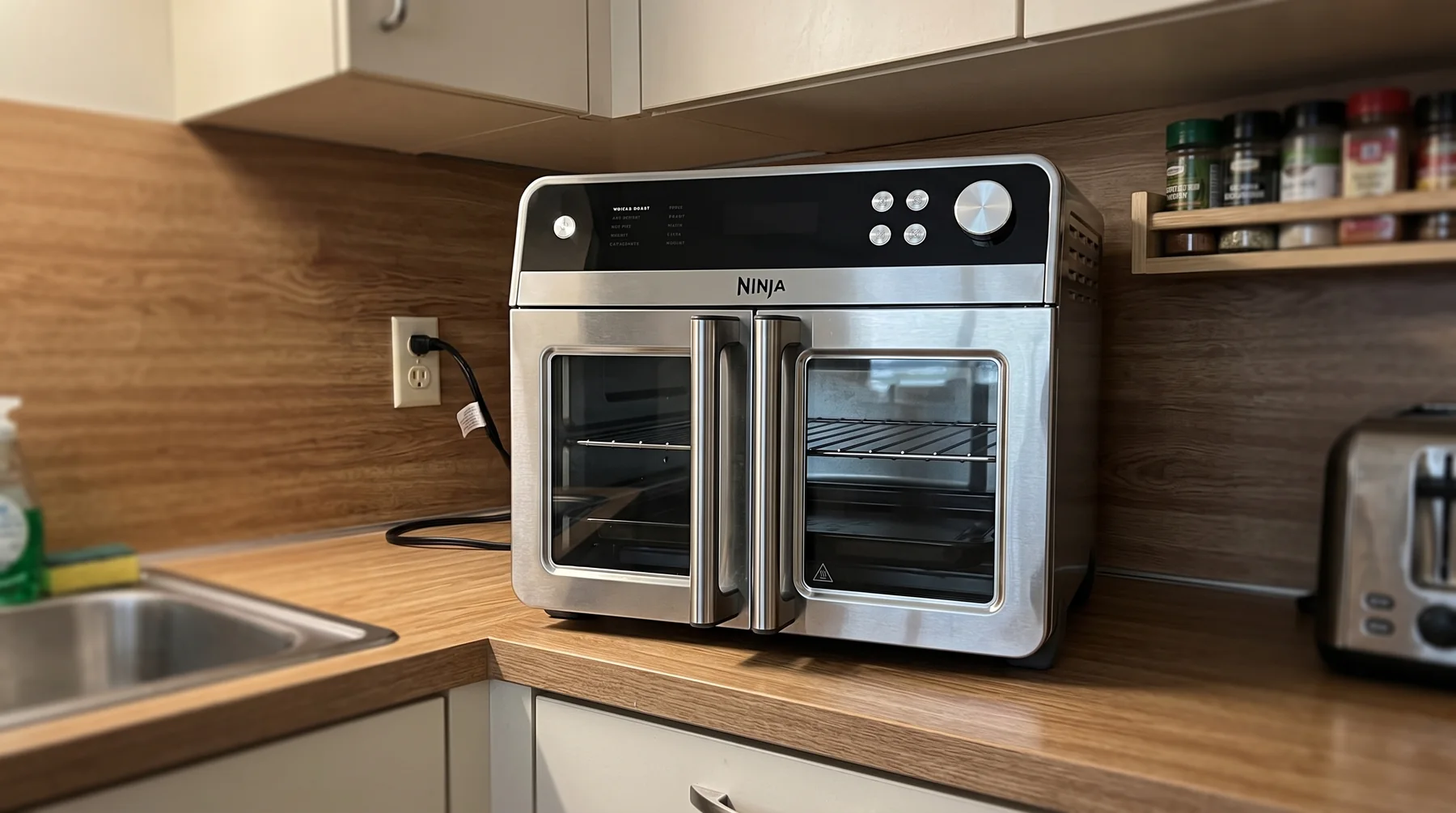 Ninja French Door Premier oven in a smaller kitchen setting