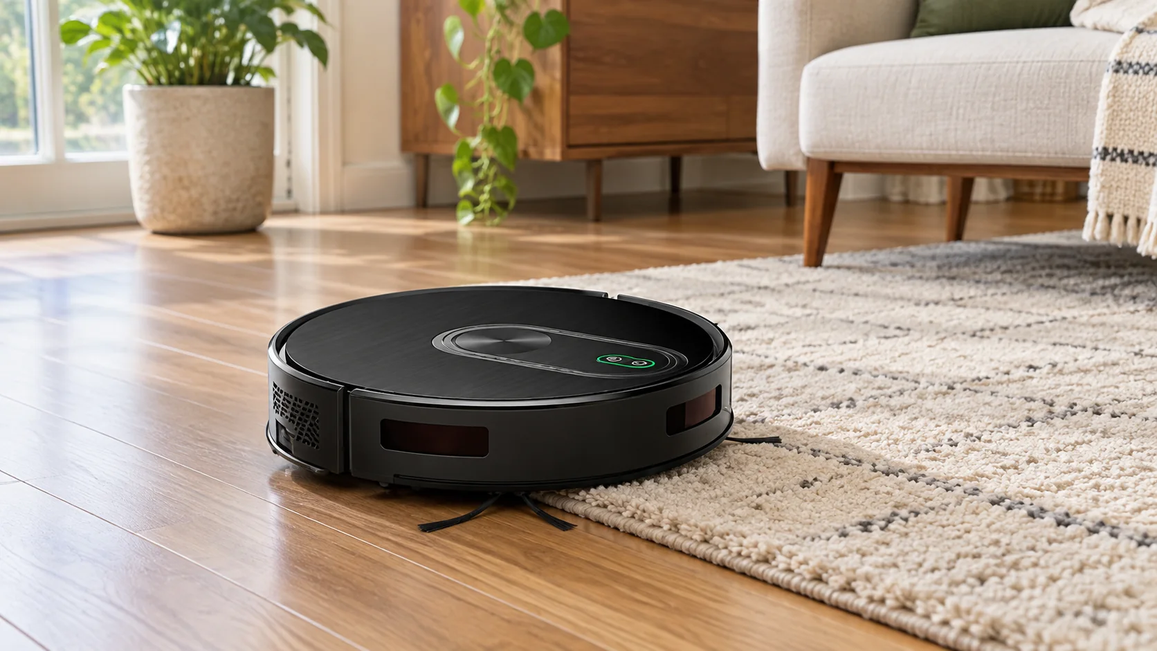 XIEBro E8S-style robot vacuum near a low-pile rug